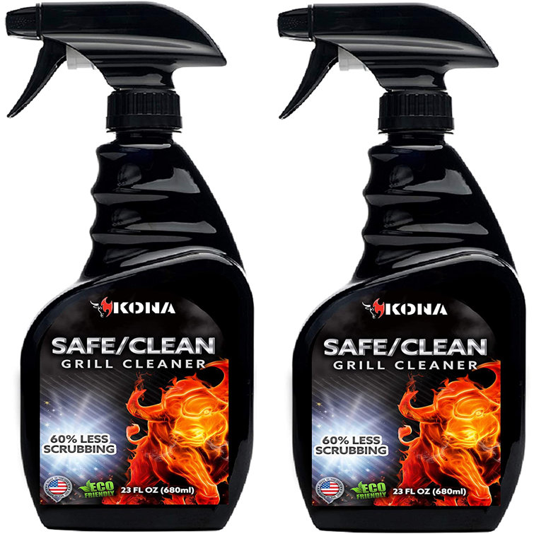Kona Safe/Clean BBQ Grill Cleaner Spray Heavy Duty, NoDrip Formula, 60 Less Scrubbing Food